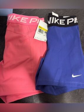 Nike Pro Pink and Blue Athletic Shorts Set